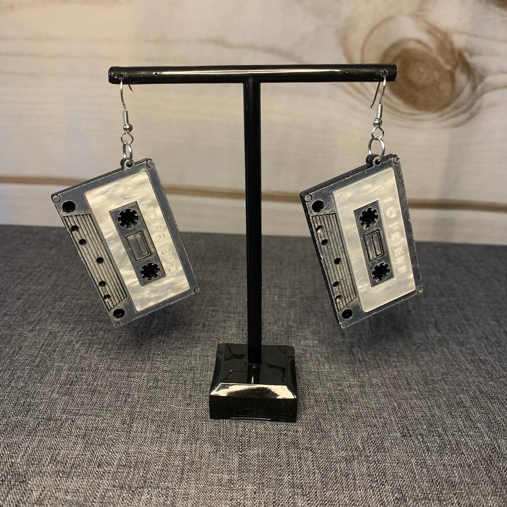 3/$10  NEW- Cassette Tape Earrings